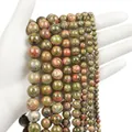 Polished round Unakite stone beads in various sizes for DIY jewelry making - 10mm / Unakite