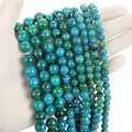 Strands of polished blue-green phoenix stone round beads for DIY jewelry making - Chrysocolla