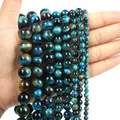Deep blue tiger eye beads strand with natural silk luster in various sizes for jewelry - Blue Tiger Eye