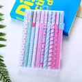 Set of 10 colorful gel pens with various patterns in a frosted transparent box - Floral Style A Color Ink