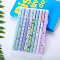 Set of 10 colorful gel pens with creative animal prints and floral patterns in a clear case - Small Animal Style A Color Ink