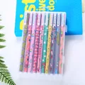 Set of 10 colorful gel pens with cute animal patterns in a clear plastic storage case - Fun Forest Color Ink