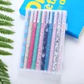 Set of 10 colorful gel pens with creative patterns in a transparent storage box - Birds and Flowers Series A Color Ink