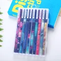 Set of 10 nebula-themed gel pens in a transparent frosted case for students and office - Starry Sky Series Color Ink