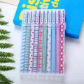 10-piece colorful gel pen set with patterned barrels in a transparent storage box - Floral Style B Color Ink