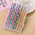 Creative 10-piece colored gel pen set with floral patterns in a clear storage case - Birds and Flowers Style B Color Ink