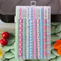 Set of 10 multicolor floral pattern gel pens in a clear case for journaling - Floral Style B Black Ink