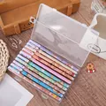 Set of 10 morandi colored retractable pens with cute cartoon animals in a storage box - Capybara Series Color Ink