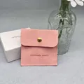 Pink microfiber jewelry envelope pouch with gold snap button for handmade necklaces - Pink