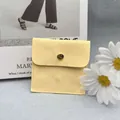 Light yellow microfiber jewelry envelope pouch with gold snap and handmade logo - Light Yellow; 6x6 cm Insert Card (No Logo)
