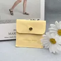 Light yellow microfiber jewelry envelope pouch with gold snap and handmade logo - Light Yellow