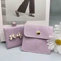Light purple velvet jewelry envelope bag with card insert and bow earrings - Light Purple; 6x6 cm Insert Card (No Logo)