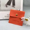 Orange micro-suede jewelry envelope pouch with golden snap button and handmade lettering - Orange Red