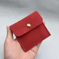 Red microfiber suede jewelry pouch with gold snap button and Handmade Jewelry logo - Red; 6x6 cm Insert Card (No Logo)