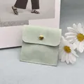 Mint green faux suede jewelry envelope pouch with gold button for handmade necklaces - Light Green 6x6 cm Insert Card (No Logo)