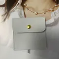 Light gray microfiber jewelry envelope pouch with gold snap button and handmade logo - Ash Gray 6x6 cm Insert Card (No Logo)