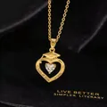 Detail of 2026 graduation heart necklace with gold plating and cubic zirconia stone - Class of 2026 Graduation Cap Heart Zircon Style (H)