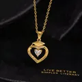 Detail of gold Class of 2026 graduation necklace with heart pendant and cap motif - Class of 2026 Graduation Cap Main Zircon Heart Style (K)