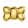 Fashionable gold bow acrylic clutch evening bag with elegant metallic mirror finish - Gold