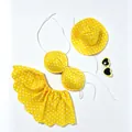 Polka dot yellow bikini swimsuit with skirt and sun hat for 23 inch porch goose - Yellow Polka Dot Swimwear Set