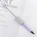 Lavender DIY beadable pen featuring elegant white pearls and sparkling rhinestone accents - Light Lavender