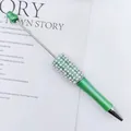 Creative DIY pearl rhinestone ballpoint pen in bright green finish with metal accents - Imperial Green