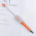DIY beadable pen with orange gradient finish, faux pearls and sparkling rhinestones - Orange