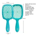 Dual-piece cyan hollow grid hairbrushes made of lightweight PS for quick styling - Cyan (8859C13)