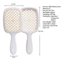 White hollow massage hair brush with ergonomic grid design for detangling and styling - White (8859C14)