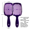 Purple hollow grid hairbrush with GPPS handle and TPEE teeth for easy blow drying - Purple (8859C17)