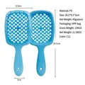 Blue hollow out mesh hair brush made of PS material for scalp massage and hair styling - Blue (8859C11)