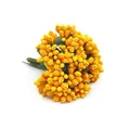 Artificial yellow berry flower clusters with frosted glass beads and green stems - Large Bag / Dark Yellow