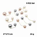 9-piece set of pearl waist pins in off-white, gold and grey for pants and skirts - No. 57 9-Piece Set (Bag)