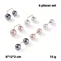 6-piece set of elegant pearl waist pins in grey white and champagne colors for women - No. 59 6-Piece Set (Bag)