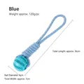 Blue cotton rope dog toy with TPR rubber ball for dental cleaning and tugging, 36cm length - Blue Rubber Ball Rope (B12210)