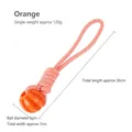 Orange dog rope toy with spiked rubber ball for aggressive chewers and teeth cleaning - Orange Rubber Ball Rope (B12210)