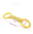 Yellow dog chew toy with cotton rope and plastic rings, 45cm total length for pet training - Bright Yellow Double Ring Rope (B30210)