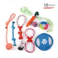 10-pack durable cotton rope dog toys with rubber teething rings in vibrant colors - Assorted Mix 6 (B12307)
