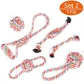 6-piece cotton rope dog chew toy set number 2 with colorful braided texture 510g - 6-Piece Set Option 2 (B30107)