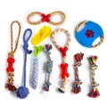 10-piece multi-colored cotton rope dog toy set for teething, cleaning, and interactive play - Assorted Mix 10 (B30114)