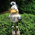 Funny resin chicken garden statue with long rope legs for outdoor fence yard decor - Blue