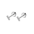 Silver stainless steel triple-bead screw-back earrings for cartilage piercing - Row of Beads