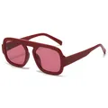 Flat top pilot sunglasses featuring a bold red frame and translucent pink lenses - Red Frame Red Lens