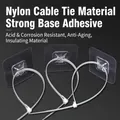 Adhesive nylon cable tie mount with strong sticky base for wall wire management - Cable Tie And Base Set / Clear