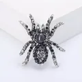 Macro detail of gothic spider brooch with cat eye stone and sparkling black rhinestones - Gothic Style Dark Spider Brooch