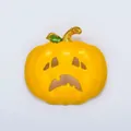 Halloween pumpkin brooch with yellow enamel finish and golden metal stem detail - Halloween Expression Hollow Pumpkin Brooch
