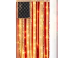Handcrafted American flag style banner with warm LED lights for Independence Day decoration - Light Strip Style (Without Wood Stick)
