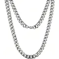 Minimalist silver steel Cuban link chain necklace with secure lobster clasp for men - Width 5mm Length 80cm / Steel