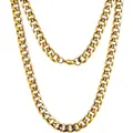 Polished gold Cuban link chain set with lobster clasp for men in minimalist hiphop style - Width 7mm Length 80cm / Gold