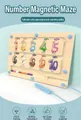 Children wooden magnetic maze board with colorful beads for number and color sorting - Number Ball Magnetic Maze (Basswood)